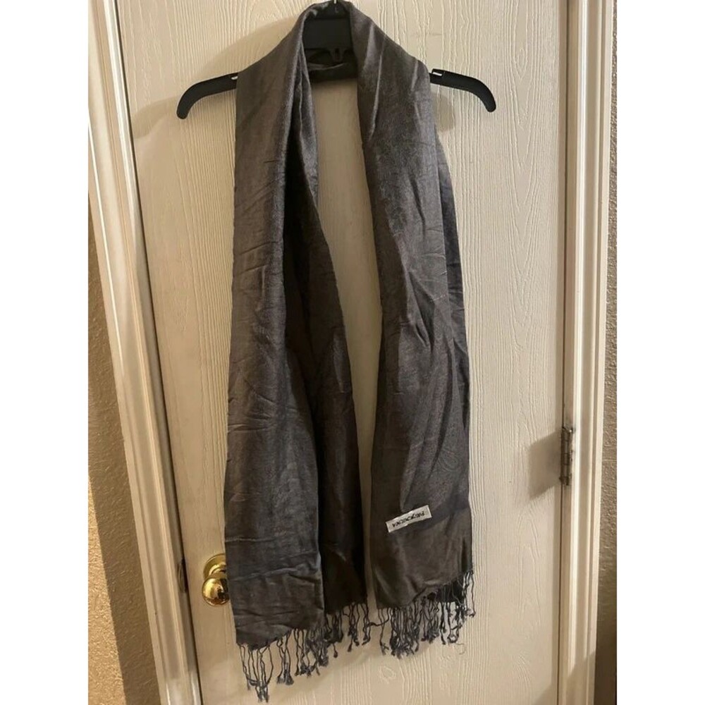 Gray Pashmina Fringe Womenβs Scarf